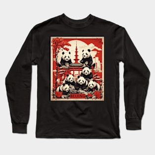 China Chinese Panda Bears Vintage Poster Tourism Long Sleeve T-Shirt